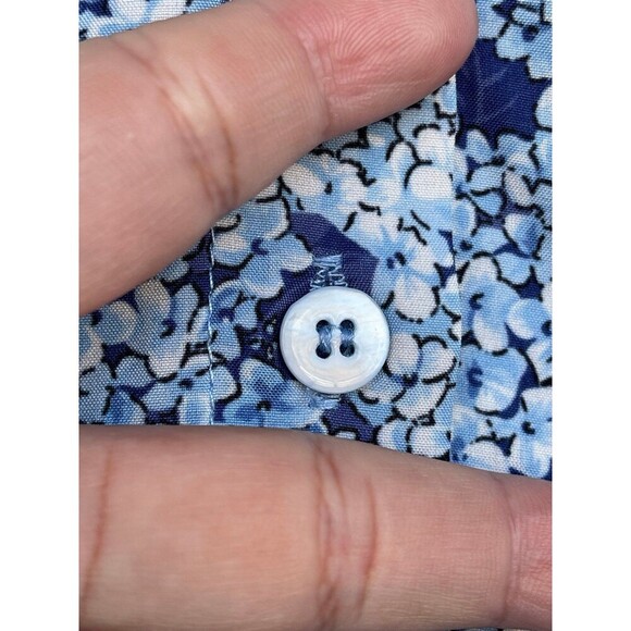 Tuckernuck Hayes Blue Hydrangeas Button Front Shirt Dress size large - Picture 5 of 12